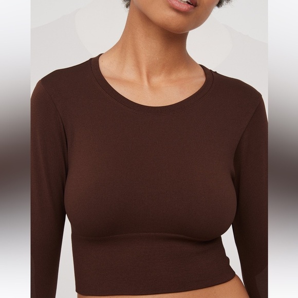 👟2/$20👟AERIE Offline Sidewalk Seamless Long Sleeve Cropped T-Shirt Canyon Sun S - Picture 3 of 10